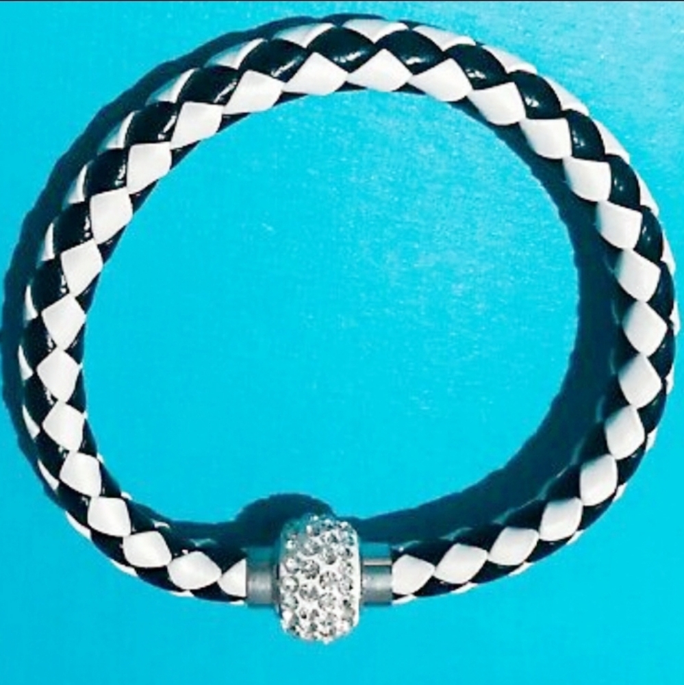 Leather Wrap Rhinestone Bracelet